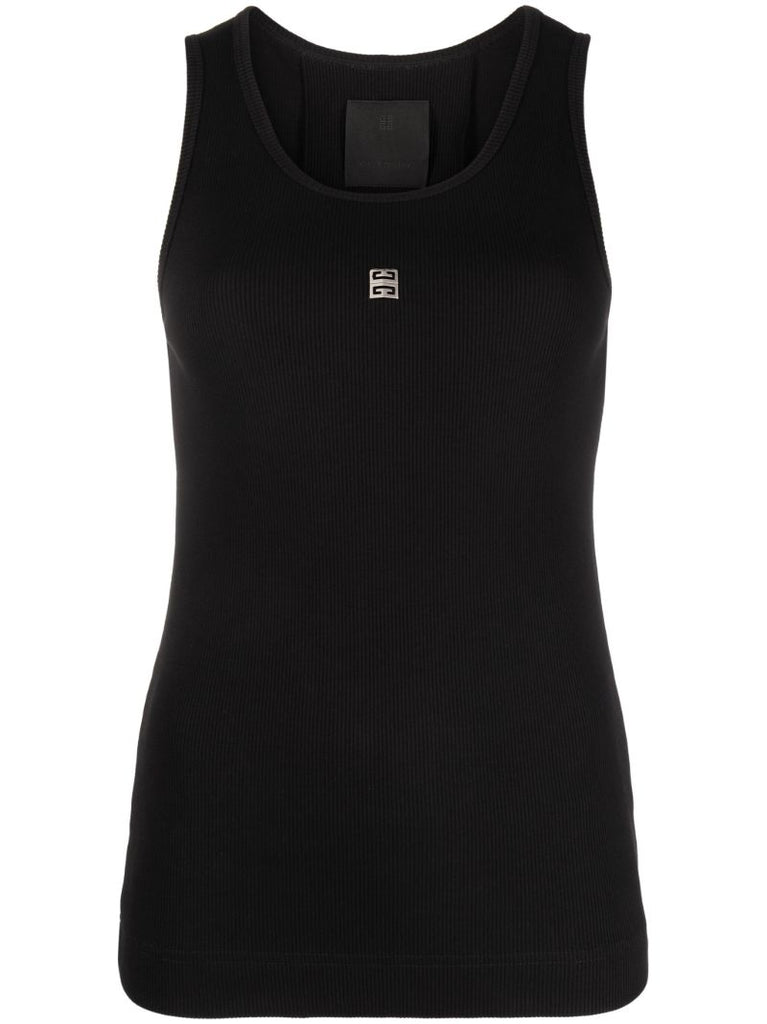 Black Ribbed-knit Cotton Tank Top
