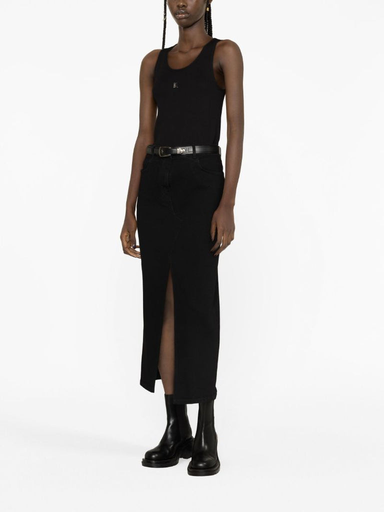 Black Ribbed-knit Cotton Tank Top