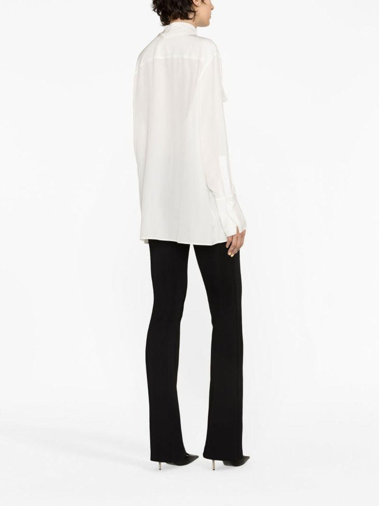 White Pussy-bow Silk Blouse