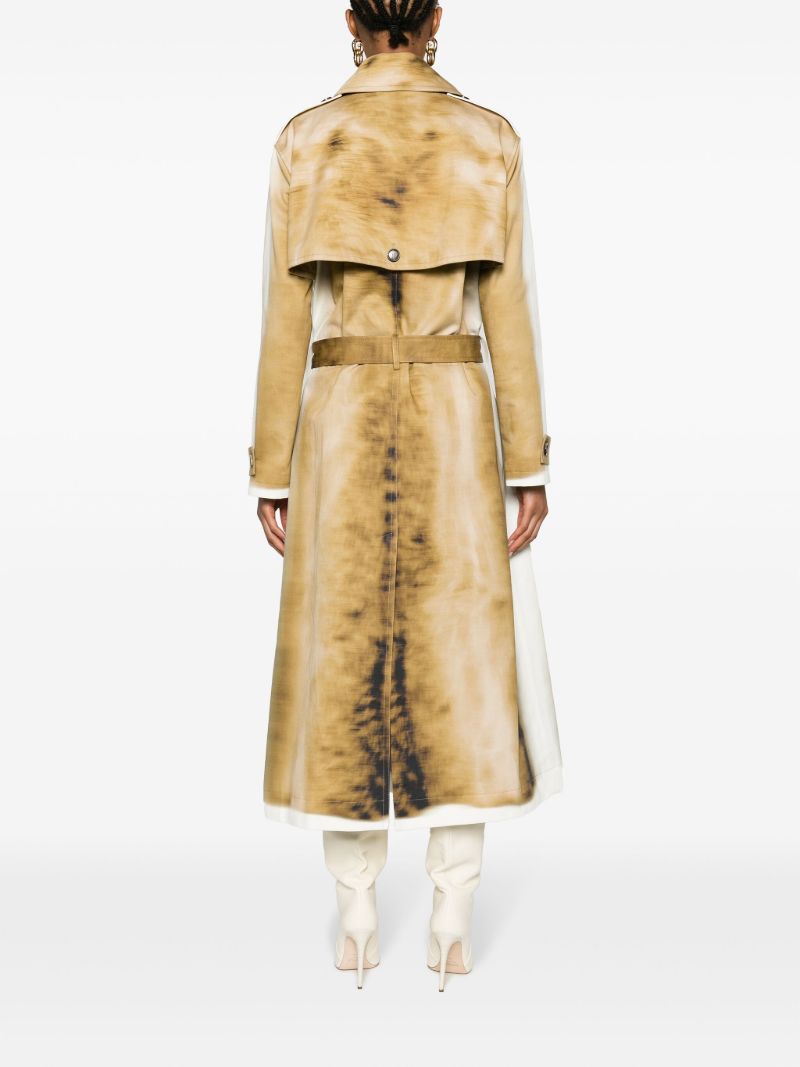 Neutral Blurred-print Cotton Trench Coat