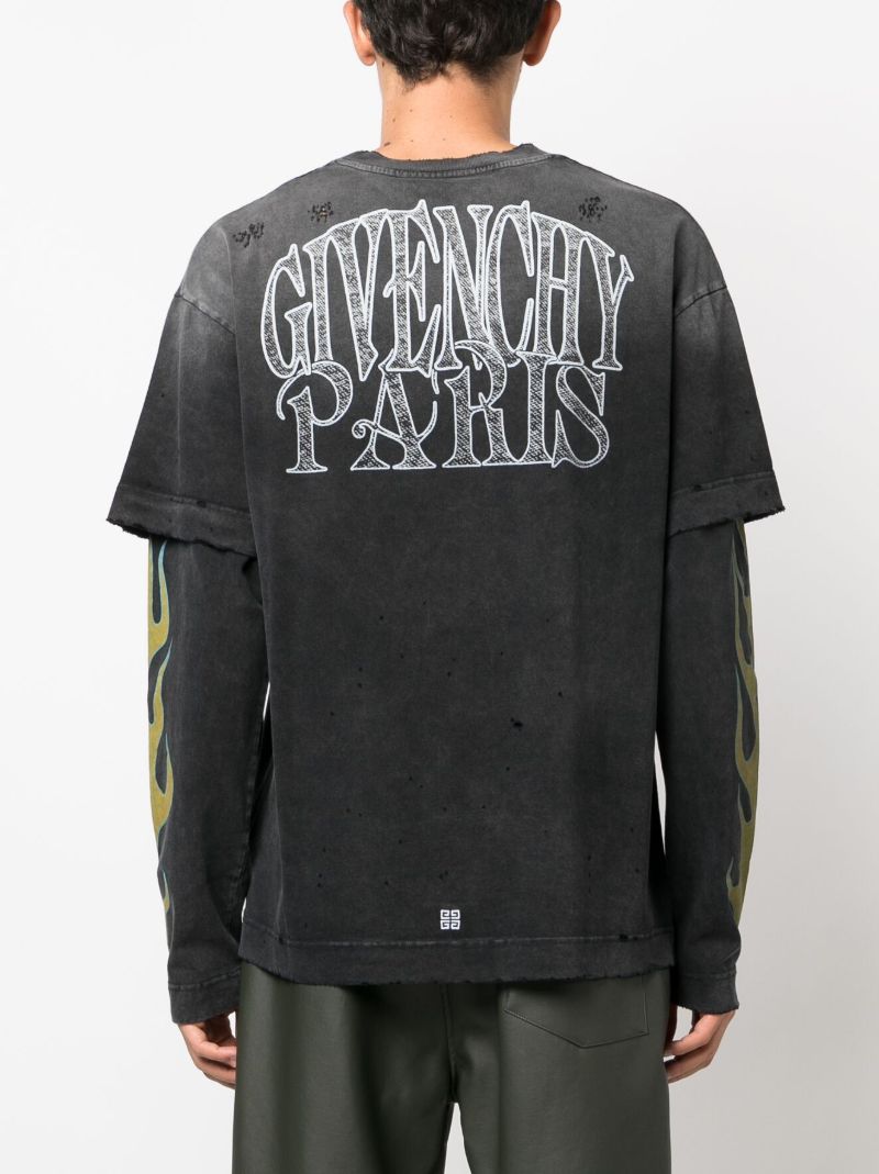 Black Flame-print Layered T-shirt