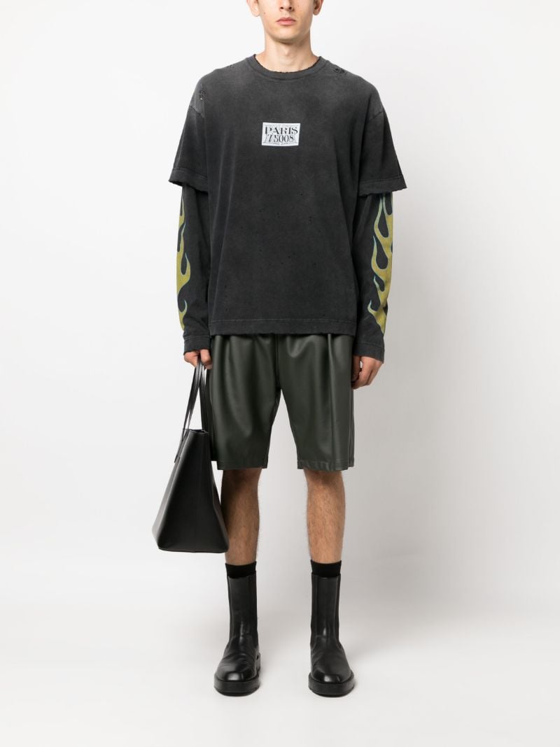 Black Flame-print Layered T-shirt