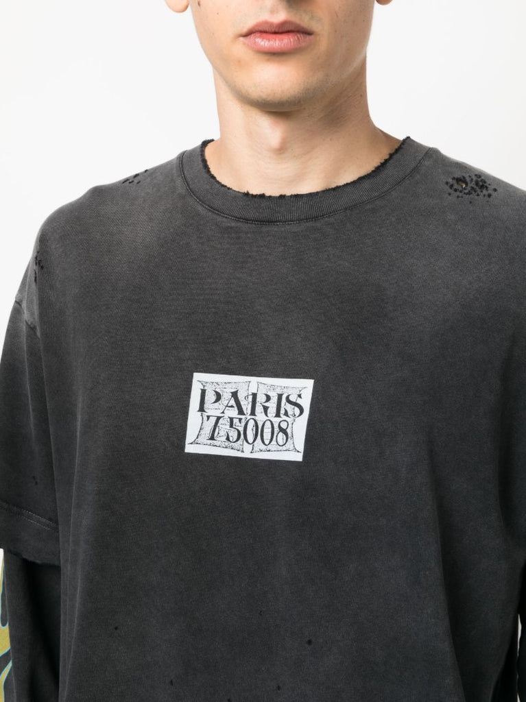 Black Flame-print Layered T-shirt