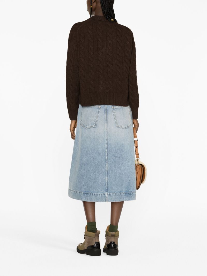 Brown Cable-knit Wool-blend Sweater