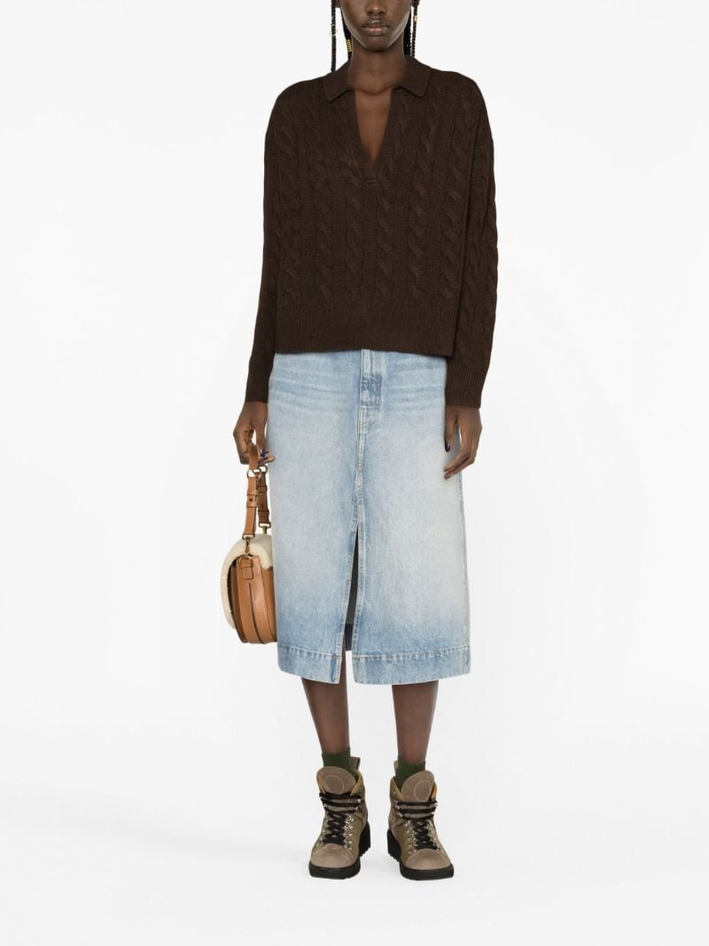 Brown Cable-knit Wool-blend Sweater