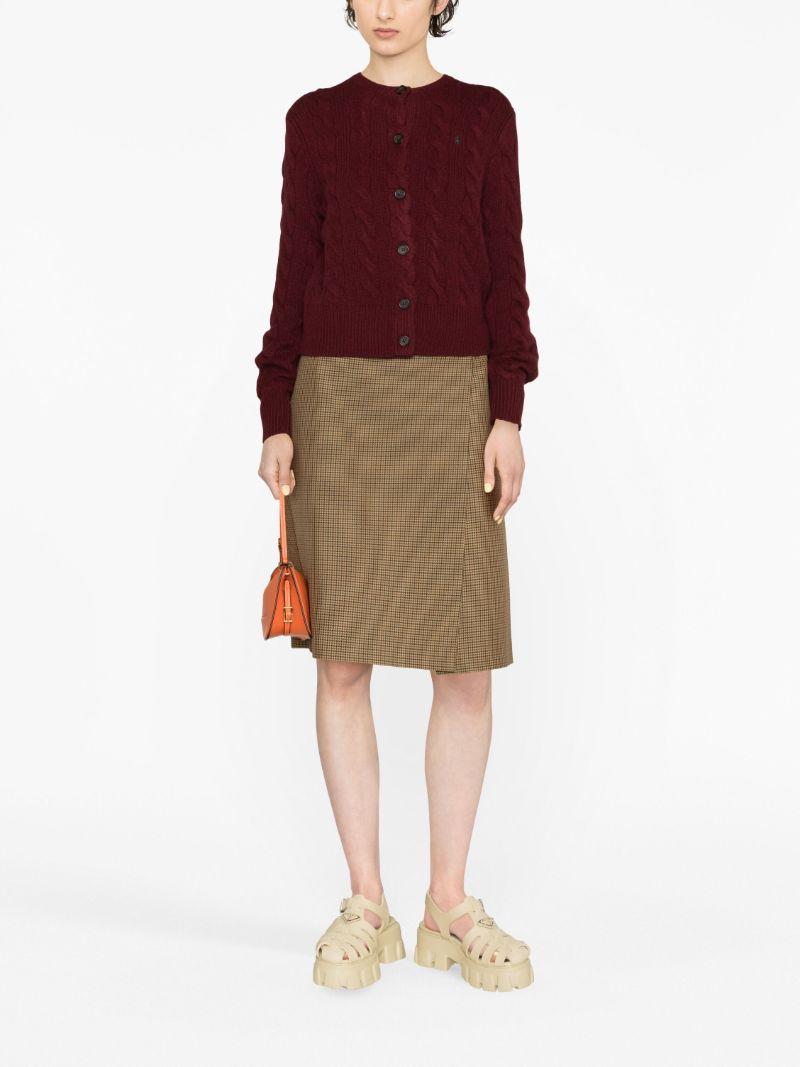 Red Polo Pony Cable-knit Cardigan