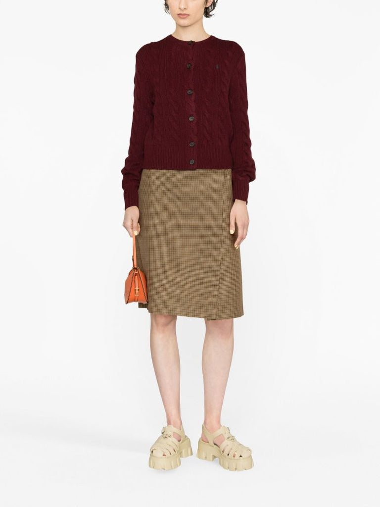 Red Polo Pony Cable-knit Cardigan