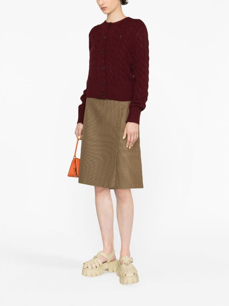 Red Polo Pony Cable-knit Cardigan