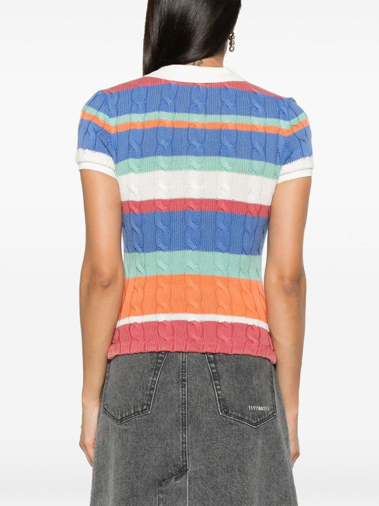 Multicolour Striped Cotton Polo Shirt