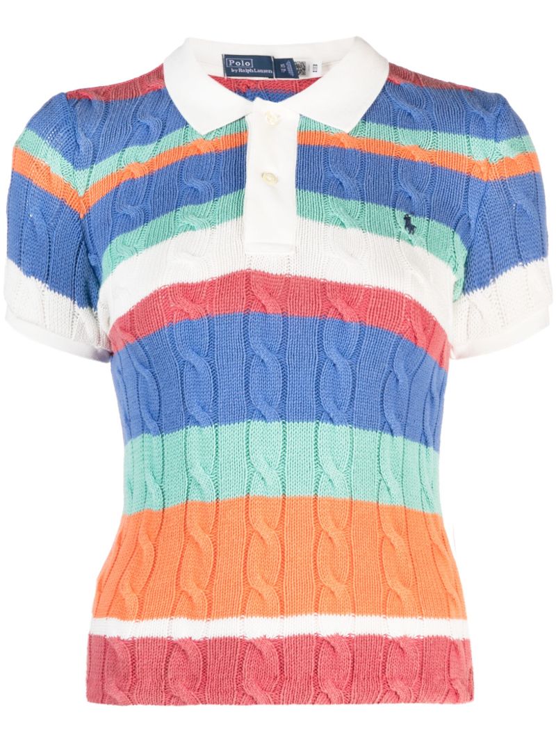 Multicolour Striped Cotton Polo Shirt