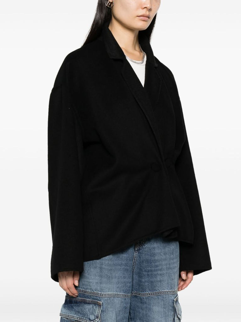 Black Wrap-design Kimono Jacket