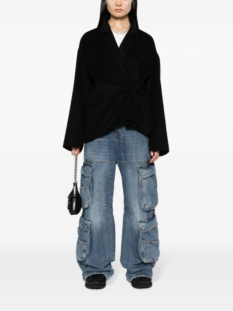 Black Wrap-design Kimono Jacket