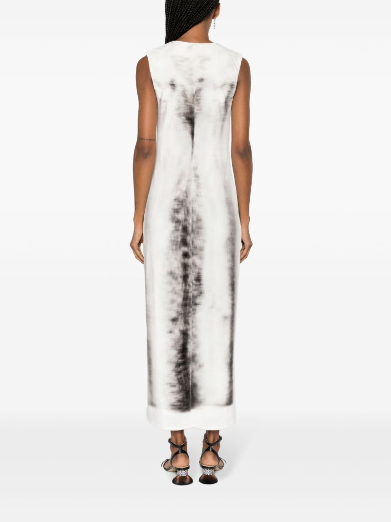 Grey Trompe L'oeil-print Velvet Dress