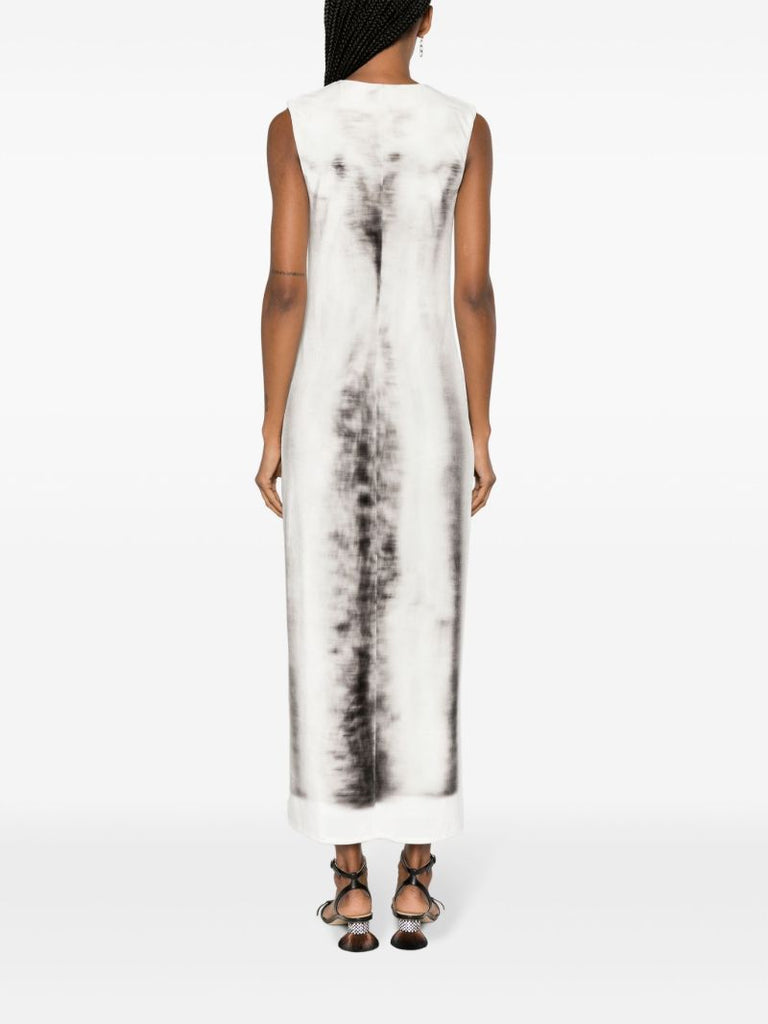 Grey Trompe L'oeil-print Velvet Dress