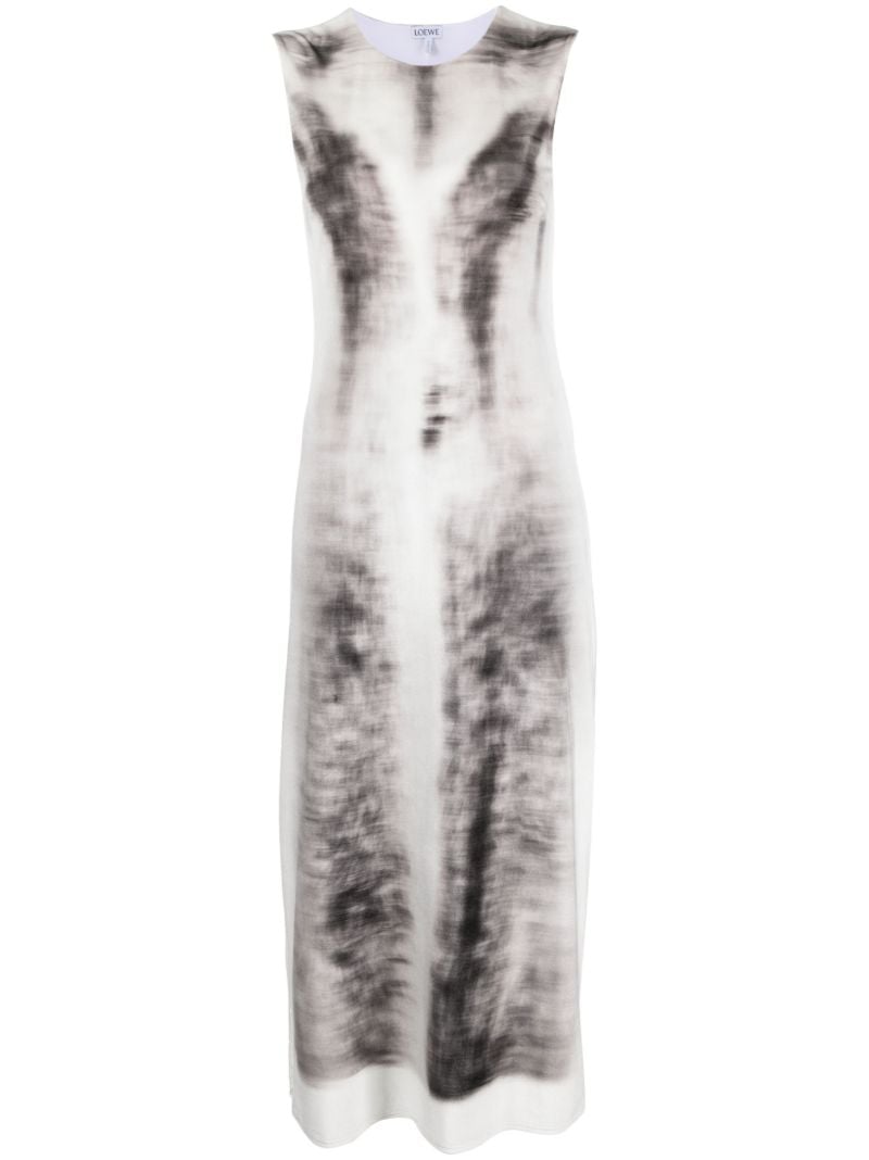 Grey Trompe L'oeil-print Velvet Dress