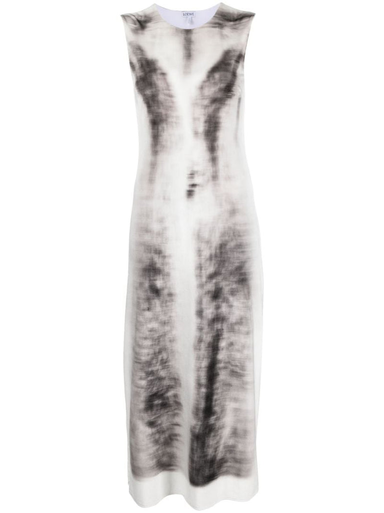 Grey Trompe L'oeil-print Velvet Dress