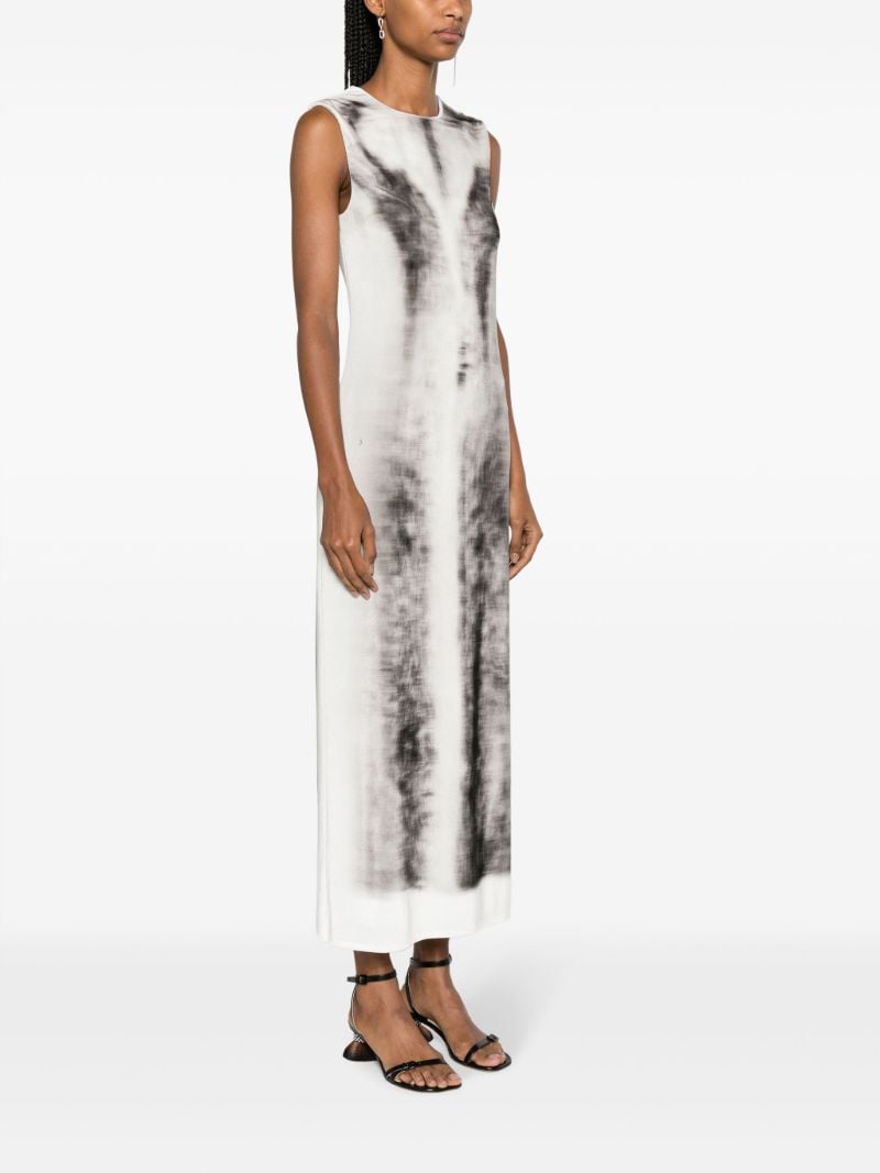 Grey Trompe L'oeil-print Velvet Dress