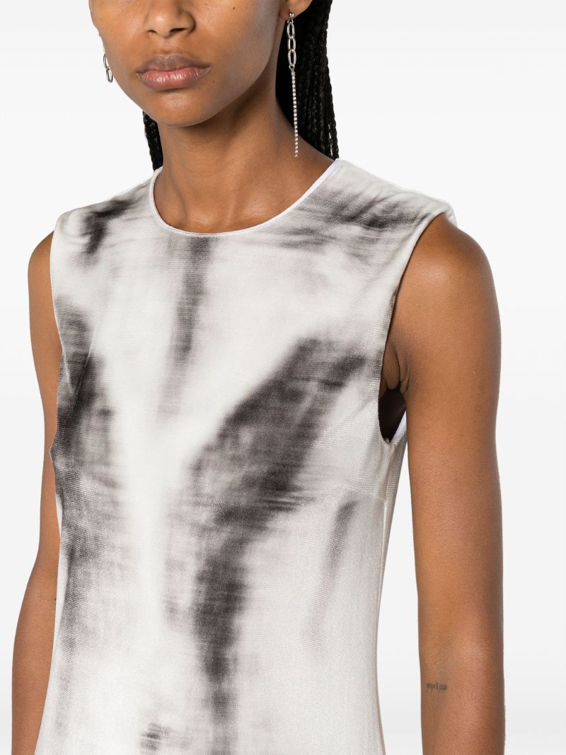 Grey Trompe L'oeil-print Velvet Dress