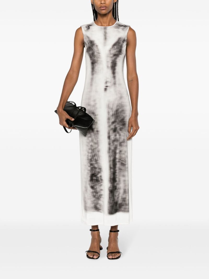 Grey Trompe L'oeil-print Velvet Dress