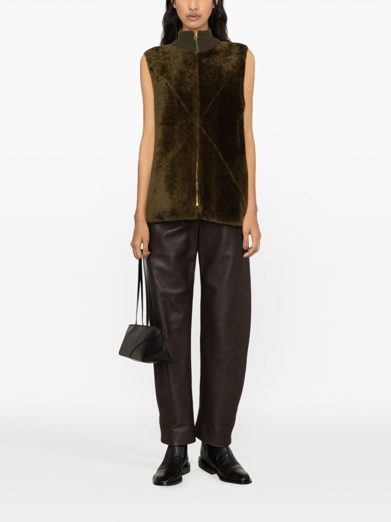 Green Puzzle Fold Shearling Vest