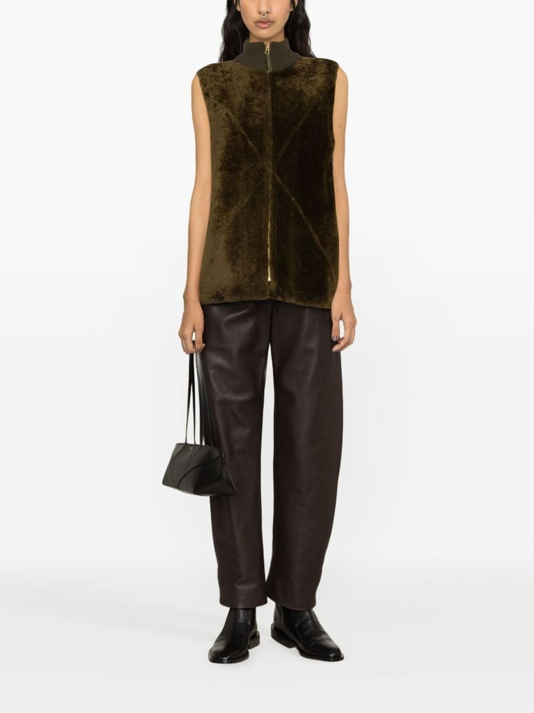 Green Puzzle Fold Shearling Vest