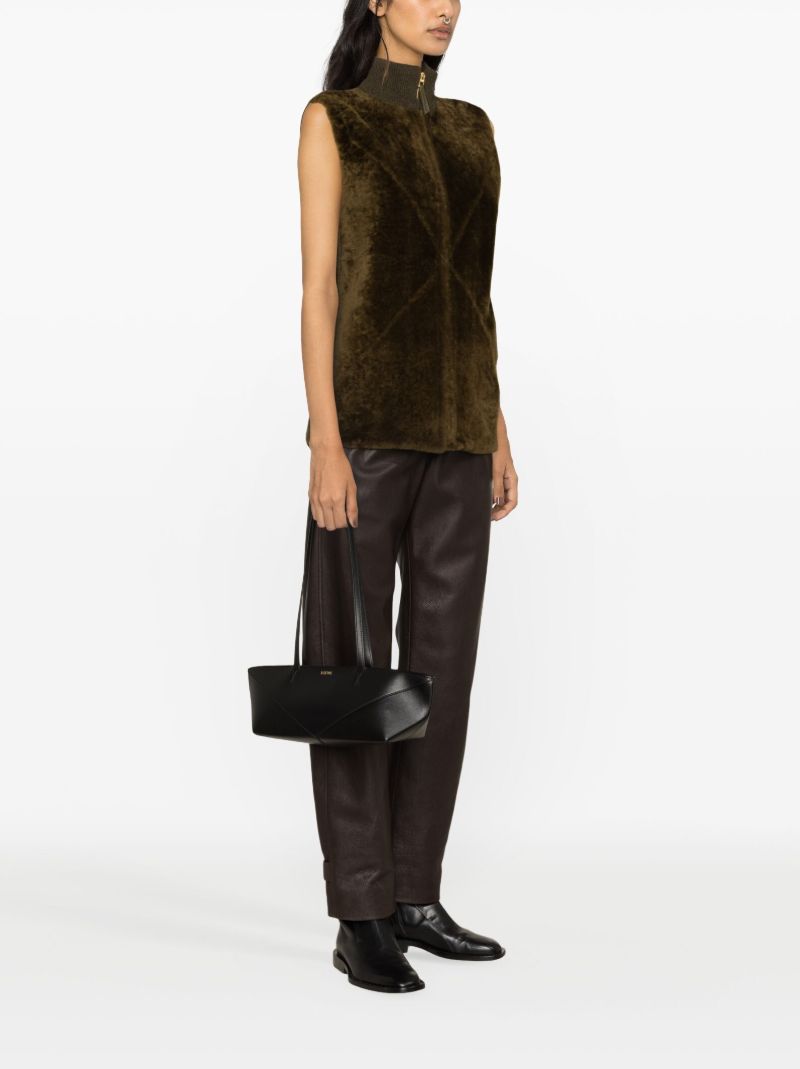 Green Puzzle Fold Shearling Vest