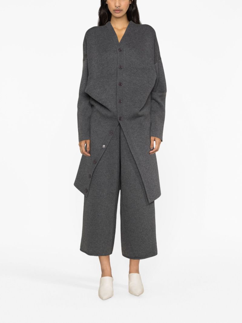 Grey Cashmere Wide-leg Trousers