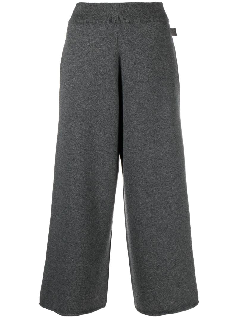 Grey Cashmere Wide-leg Trousers