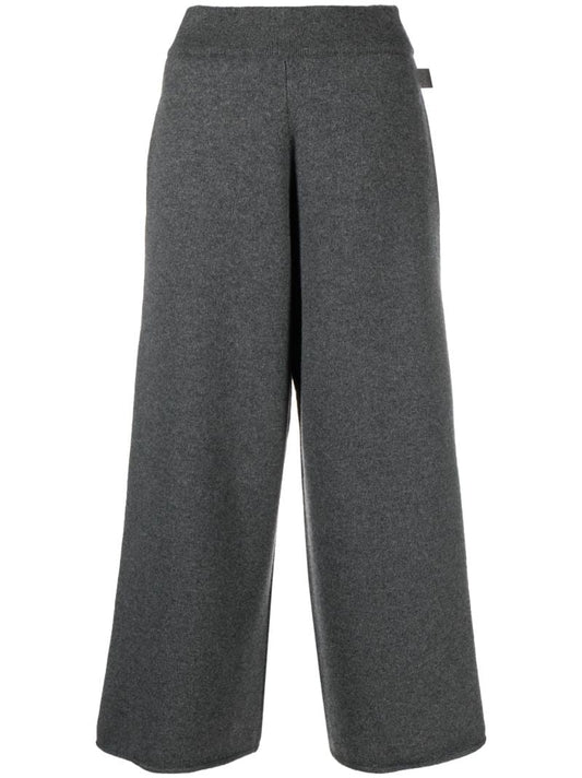 Grey Cashmere Wide-leg Trousers