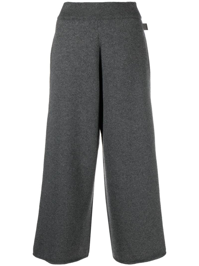 Grey Cashmere Wide-leg Trousers