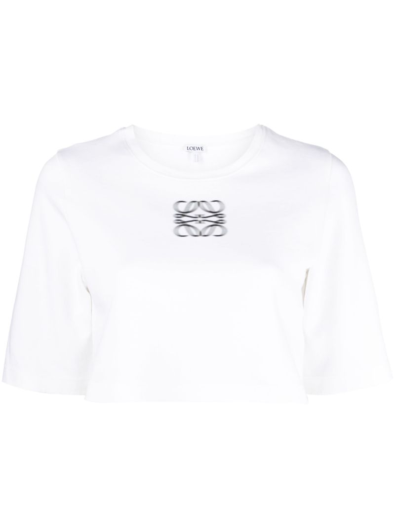 White Anagram-print Cropped T-shirt