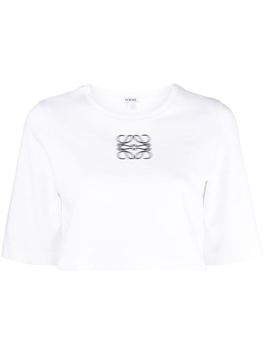 White Anagram-print Cropped T-shirt