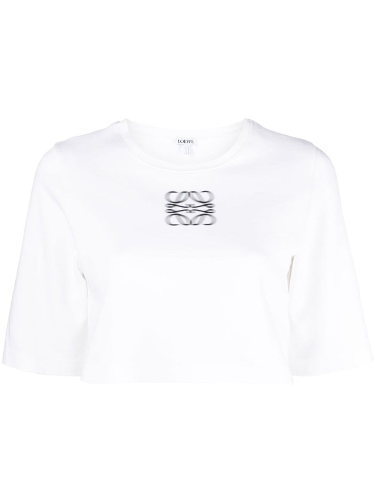 White Anagram-print Cropped T-shirt