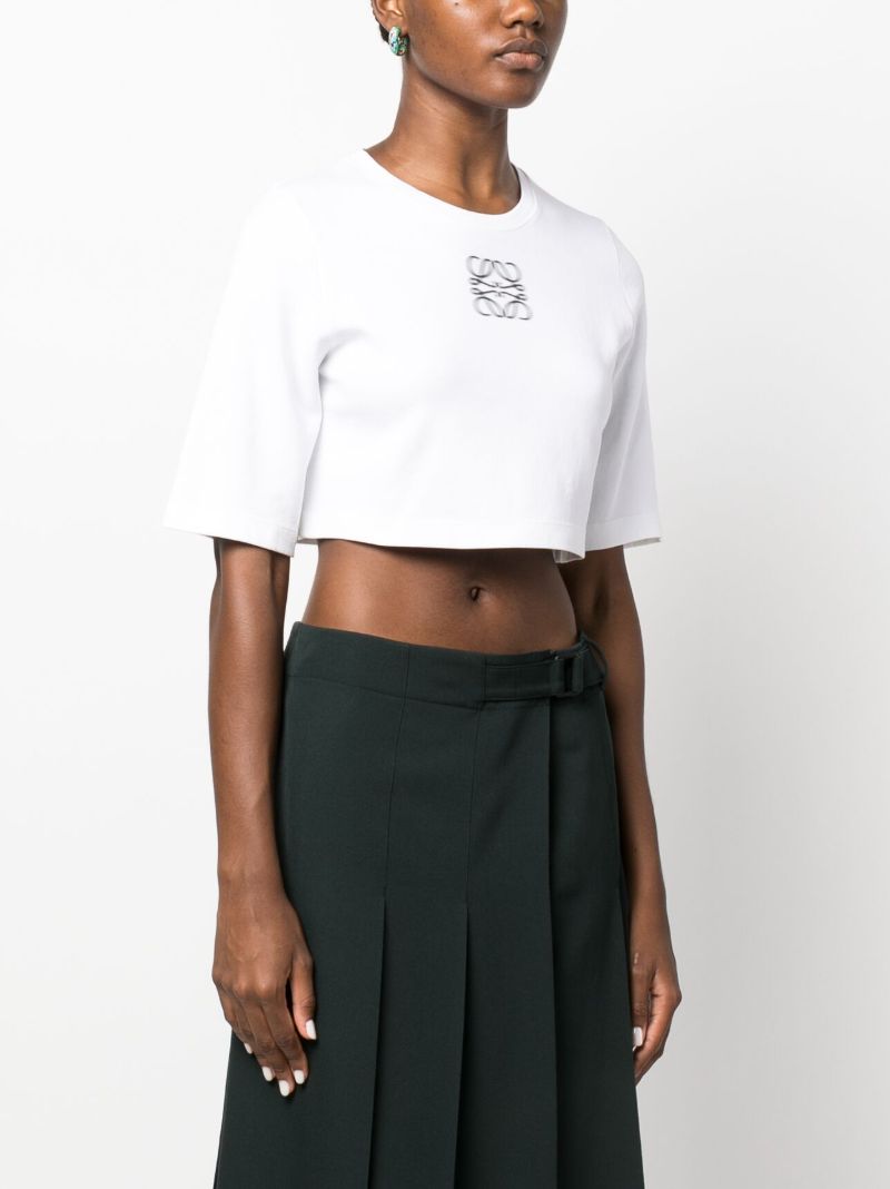 White Anagram-print Cropped T-shirt