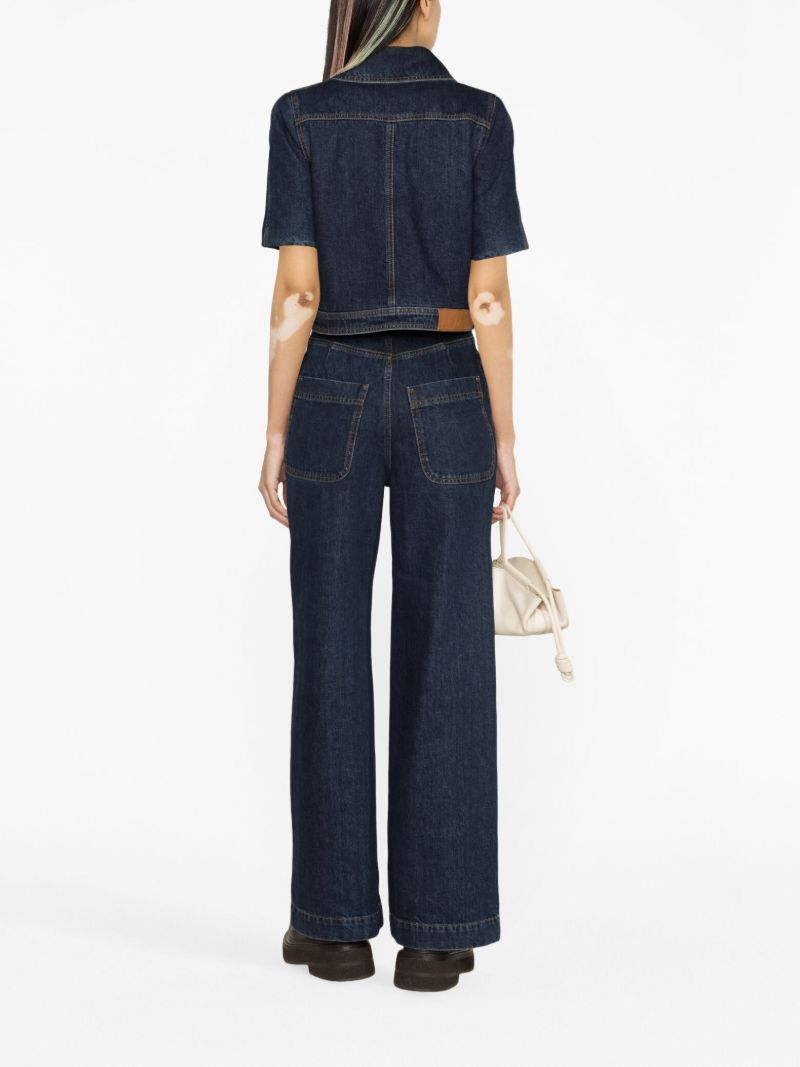Blue Cropped Denim Shirt