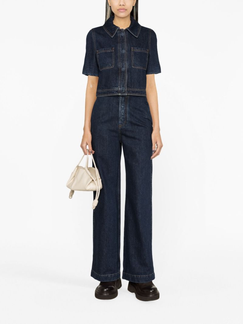 Blue Cropped Denim Shirt