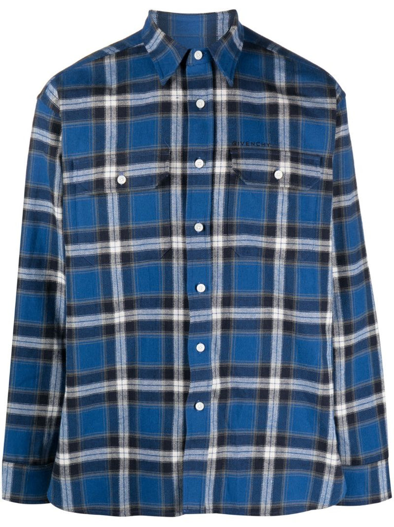 Blue Checked Cotton Shirt