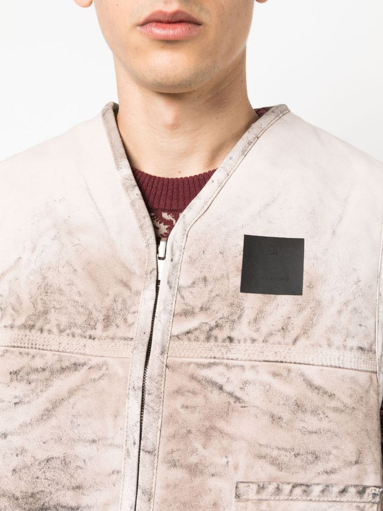 Neutral Distressed Reversible Vest