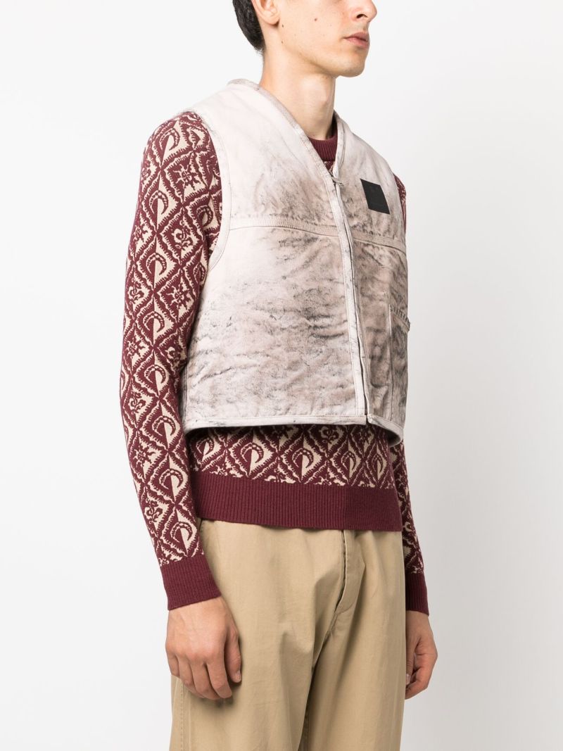 Neutral Distressed Reversible Vest