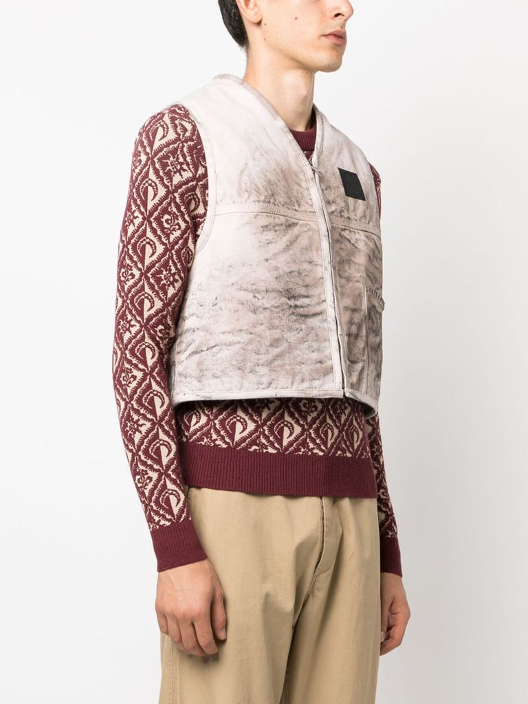 Neutral Distressed Reversible Vest