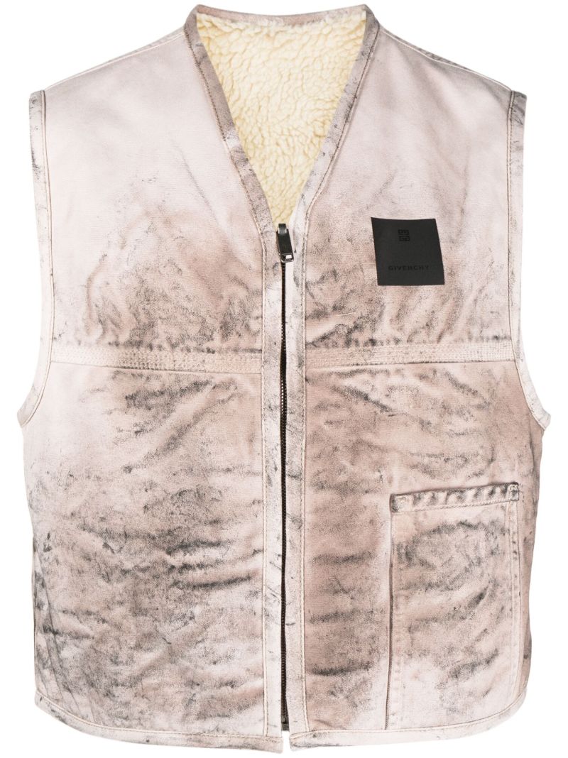 Neutral Distressed Reversible Vest