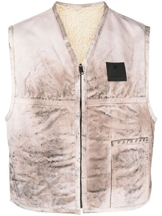 Neutral Distressed Reversible Vest