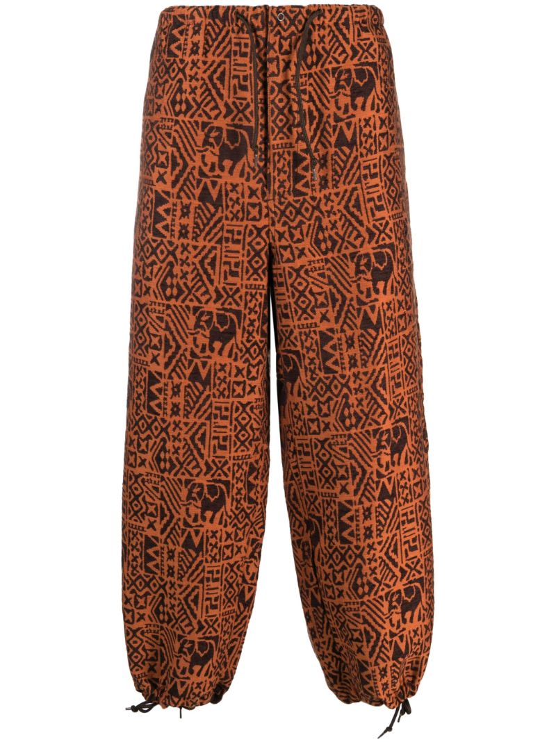Orange Jacquard-pattern Track Pants