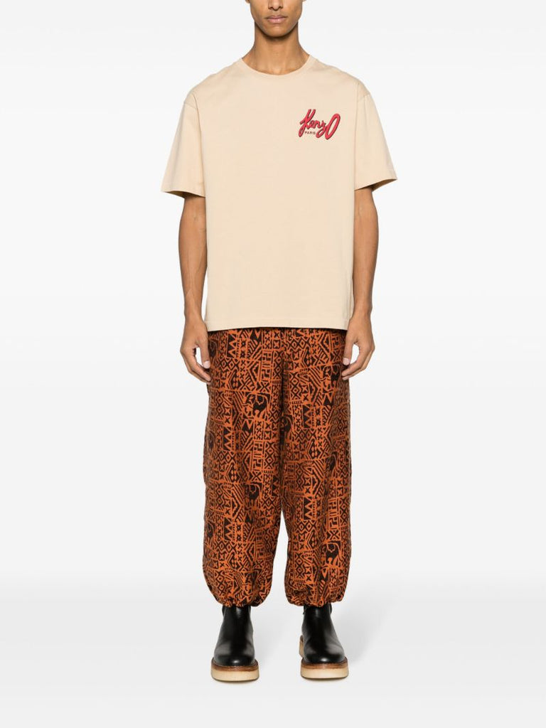 Orange Jacquard-pattern Track Pants