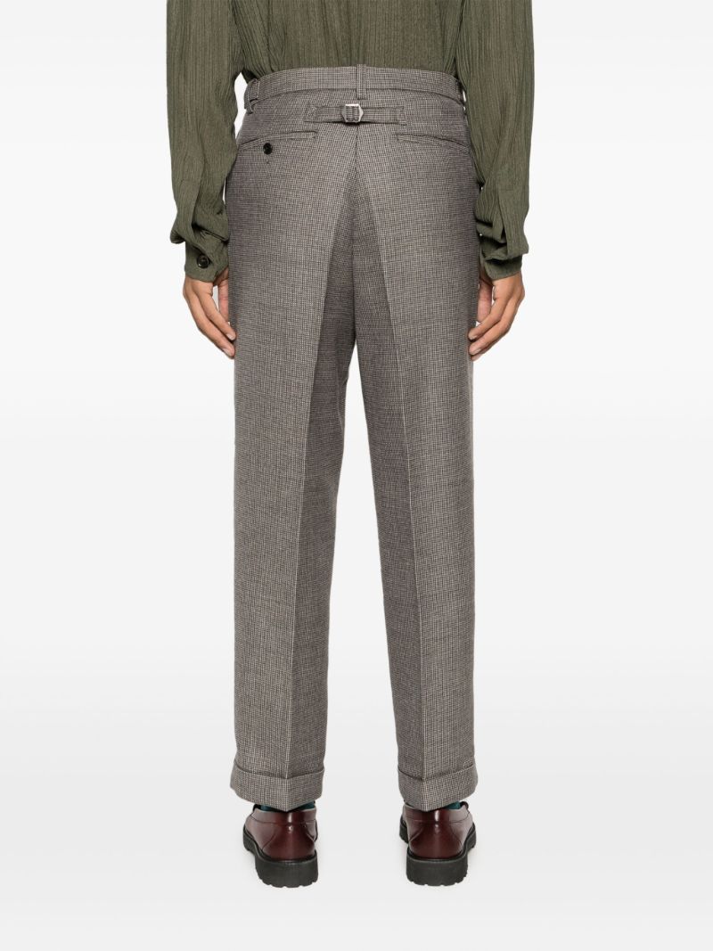 Grey Herringbone Wool Tailored Trousers