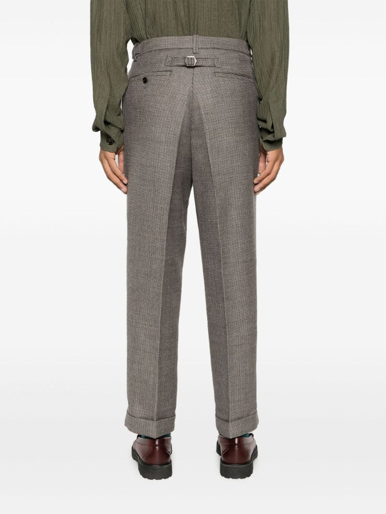 Grey Herringbone Wool Tailored Trousers