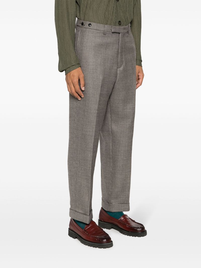 Grey Herringbone Wool Tailored Trousers