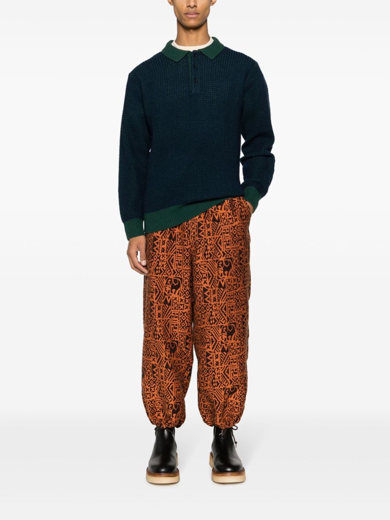 Green Waffle-knit Wool Polo Shirt
