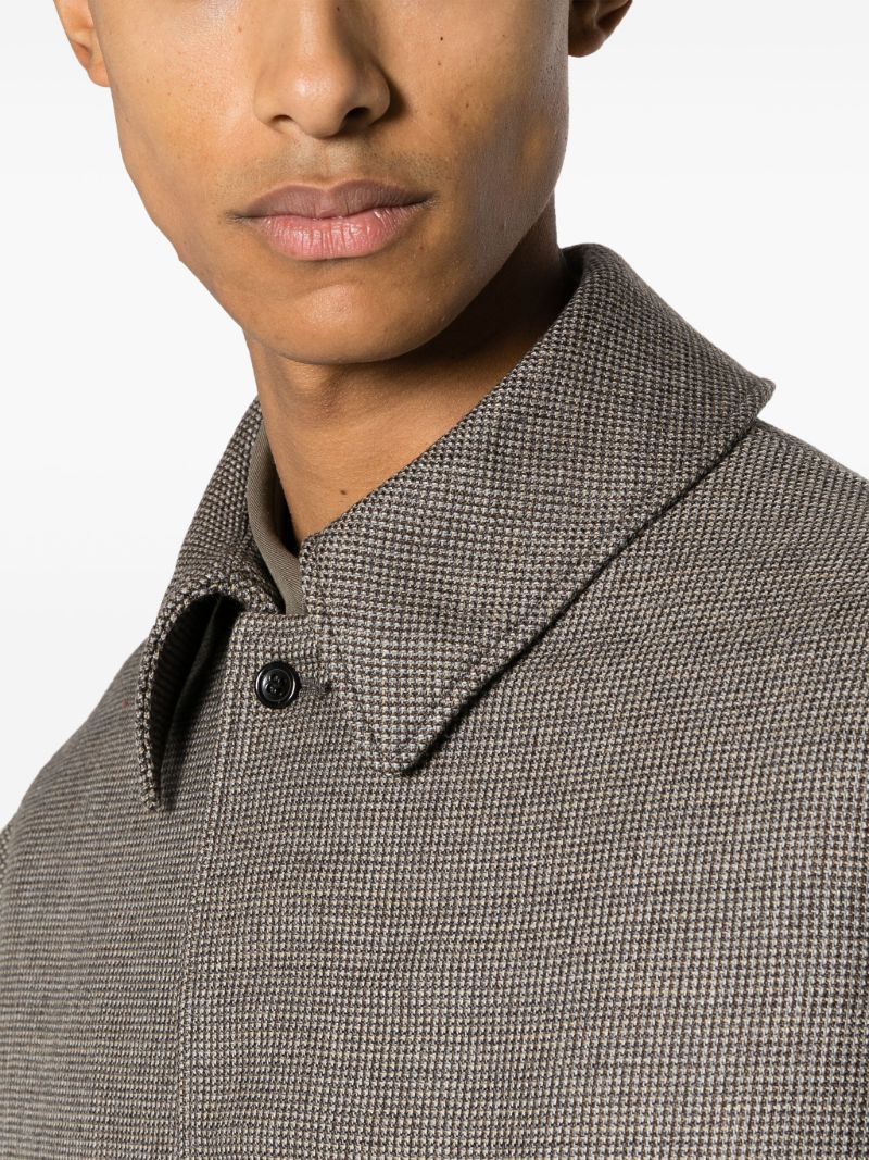Grey Checked Wool Coat