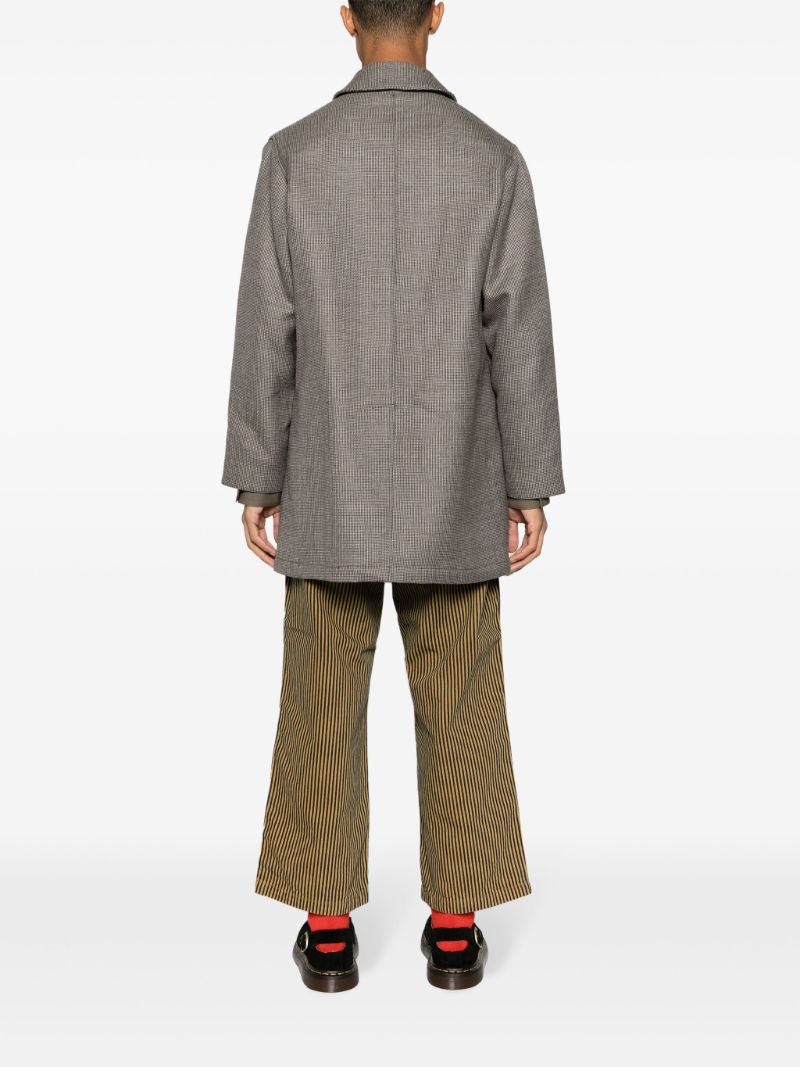 Grey Checked Wool Coat